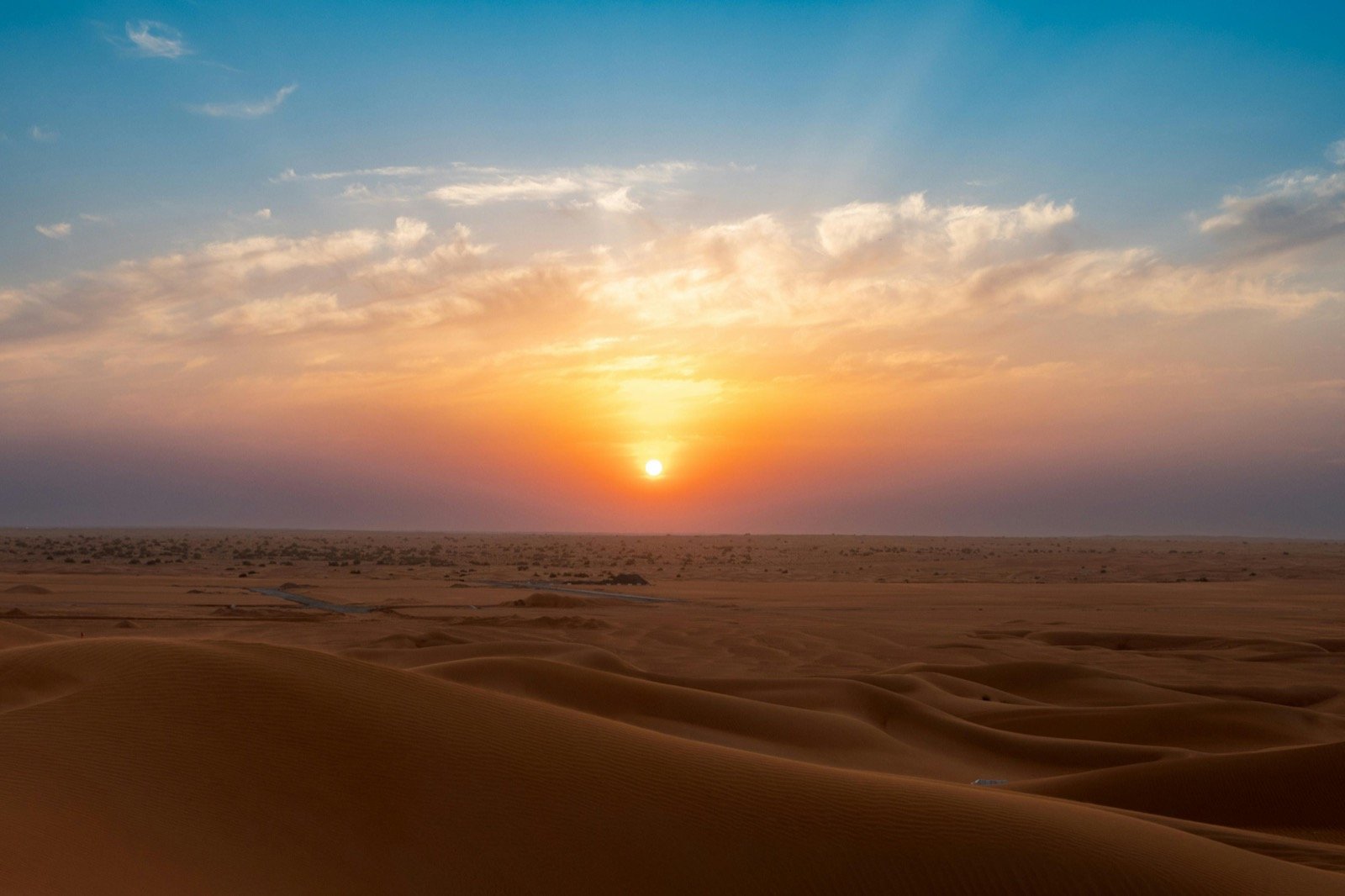 Dubai desert dunes at golden hour